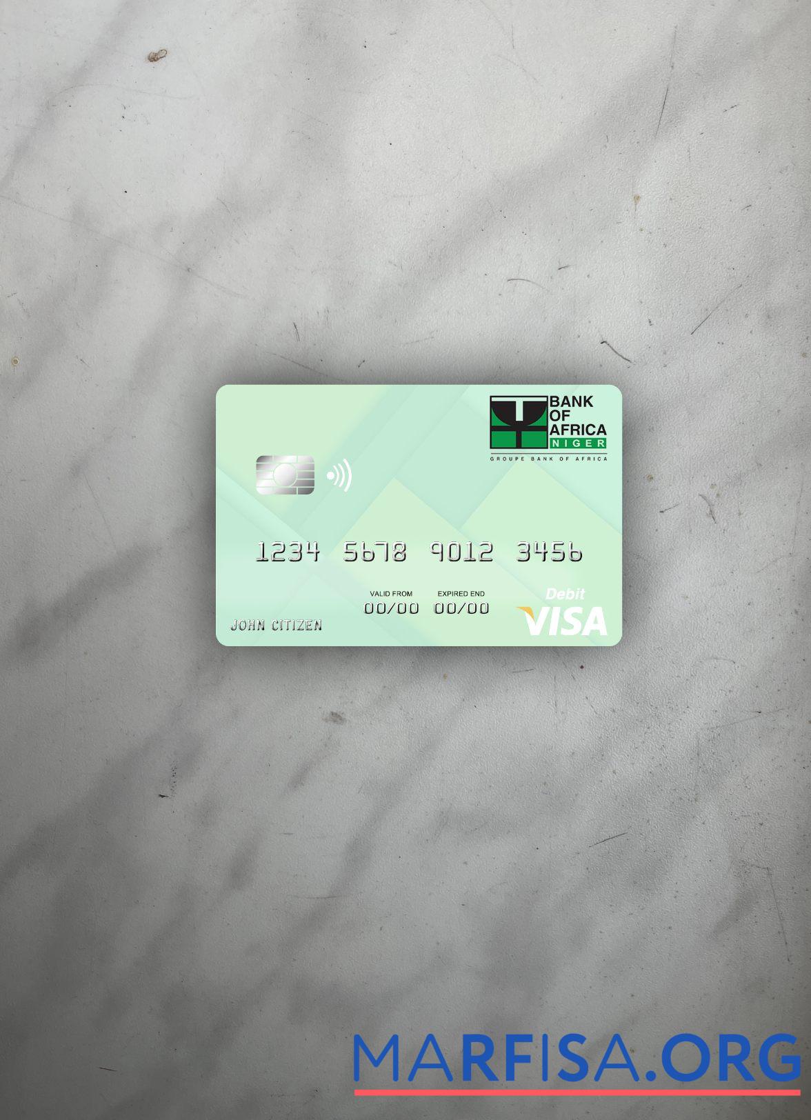Realistic Niger Bank of Africa visa debit card photolook front real example